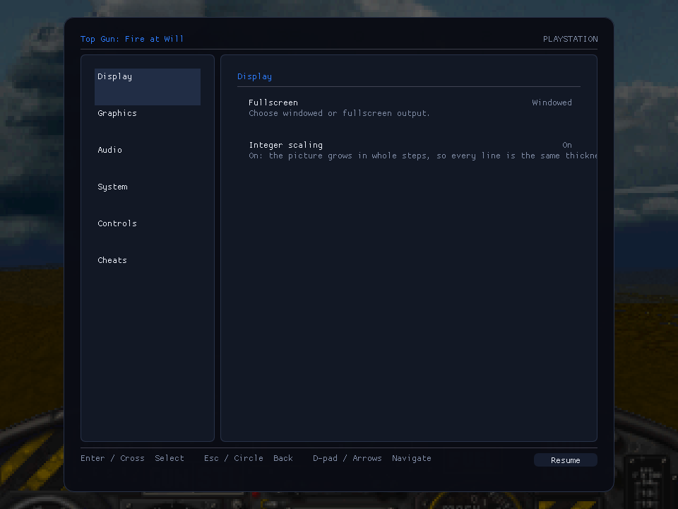 The in-game menu on Esc